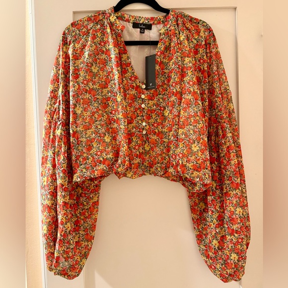 Lulus Tops - Lulu's Vibrant Floral Blouse